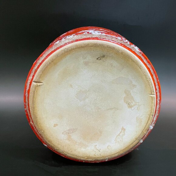 Vintage West Germany Planter / Plant Pot 60s Vase Orange Fat Lava Glaze 8.5" - Picture 6 of 6